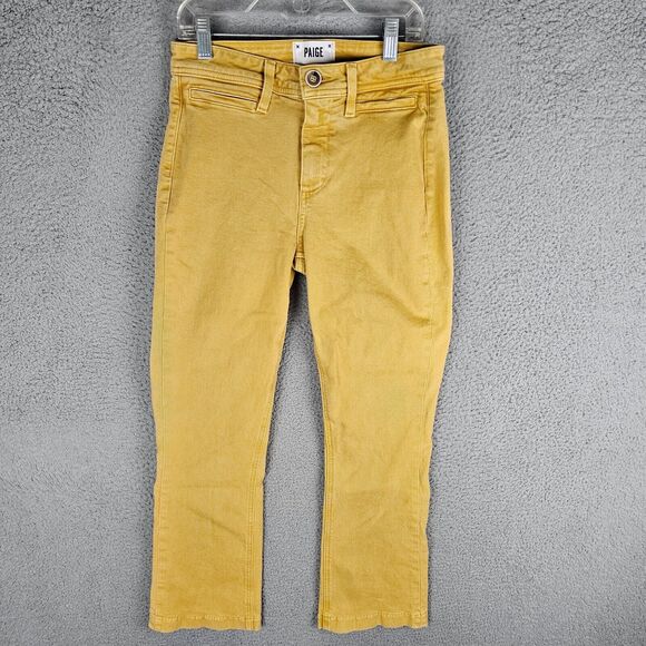 PAIGE Jeans Women’s 26 Yellow Colette Crop Flare Classic Ankle Pant - Picture 1 of 11